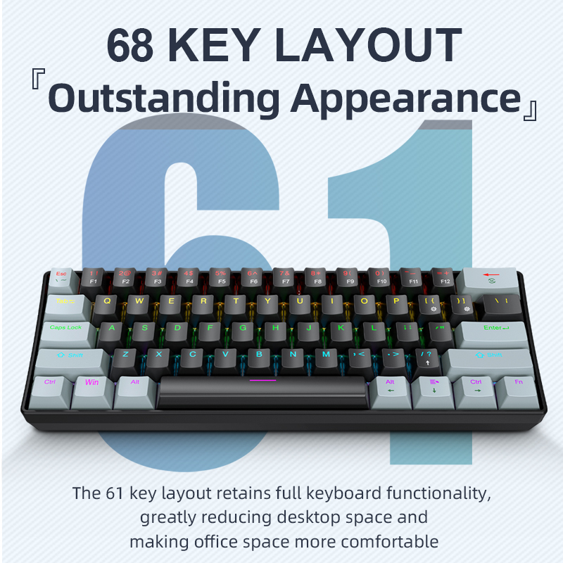 Gaming Keyboard E Yooso - APAYADO K61 Mini teclado mecânico, com