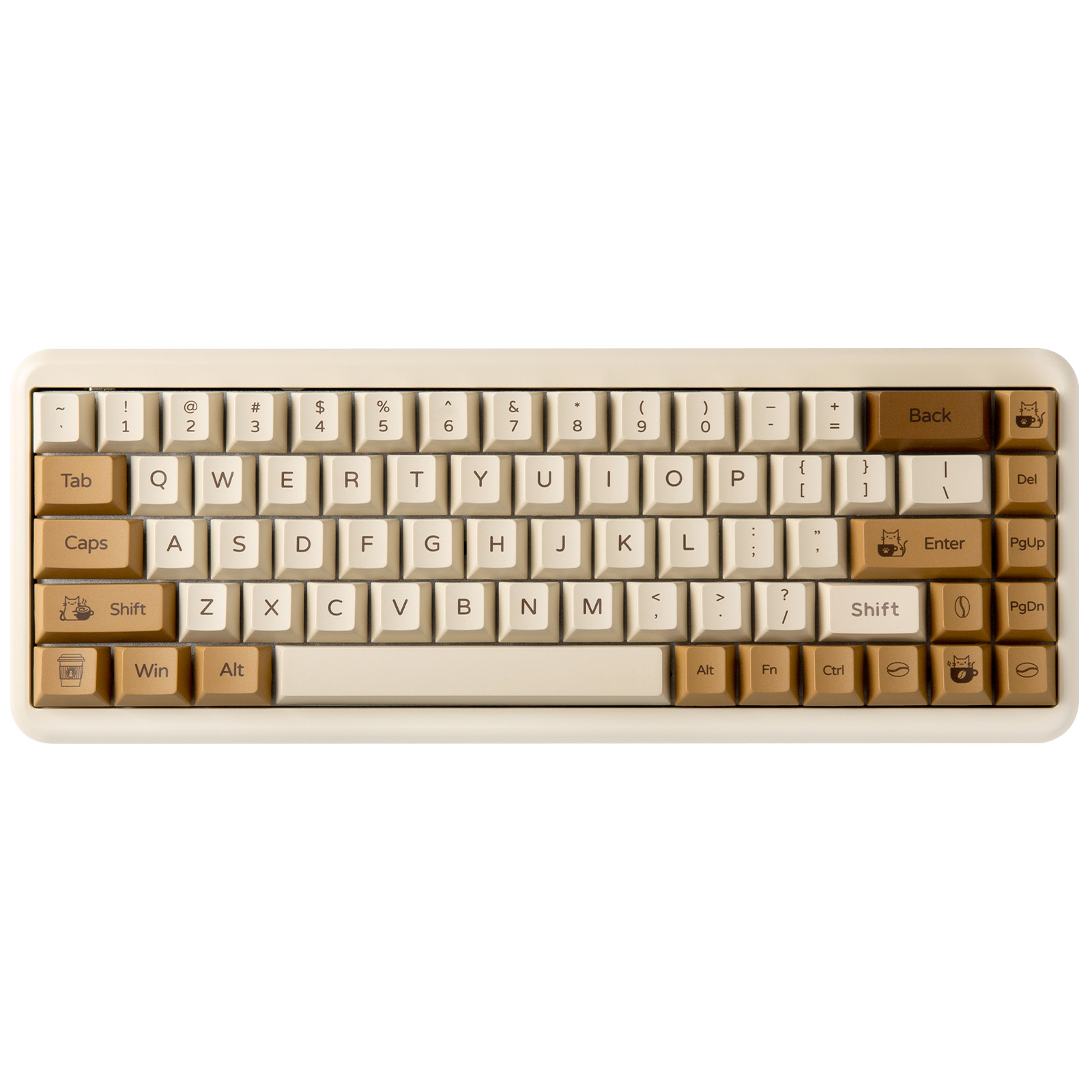 Gaming Keyboard Bundle - Teclas PBT YUNZII Coffee Cat, Conjunto